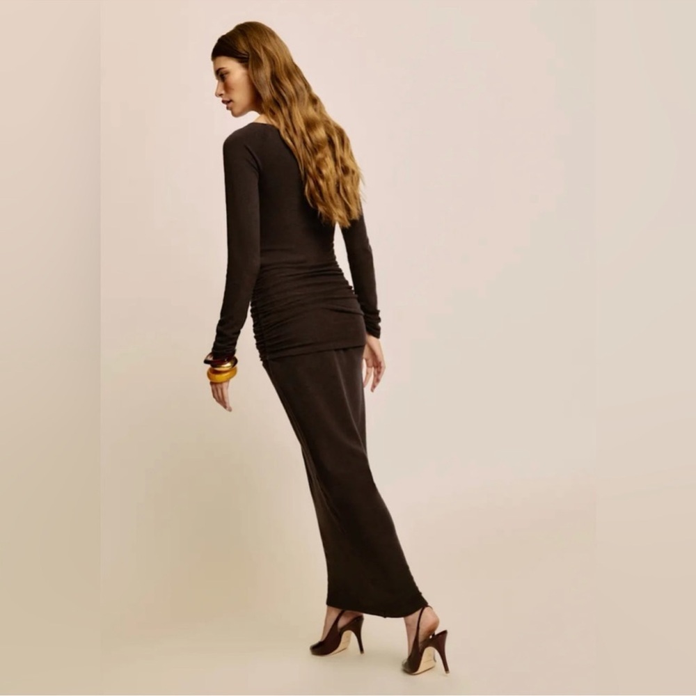 Reformation Abbott Knit Dress Mole Long Sleeve Maxi Dress - Picture 2 of 12